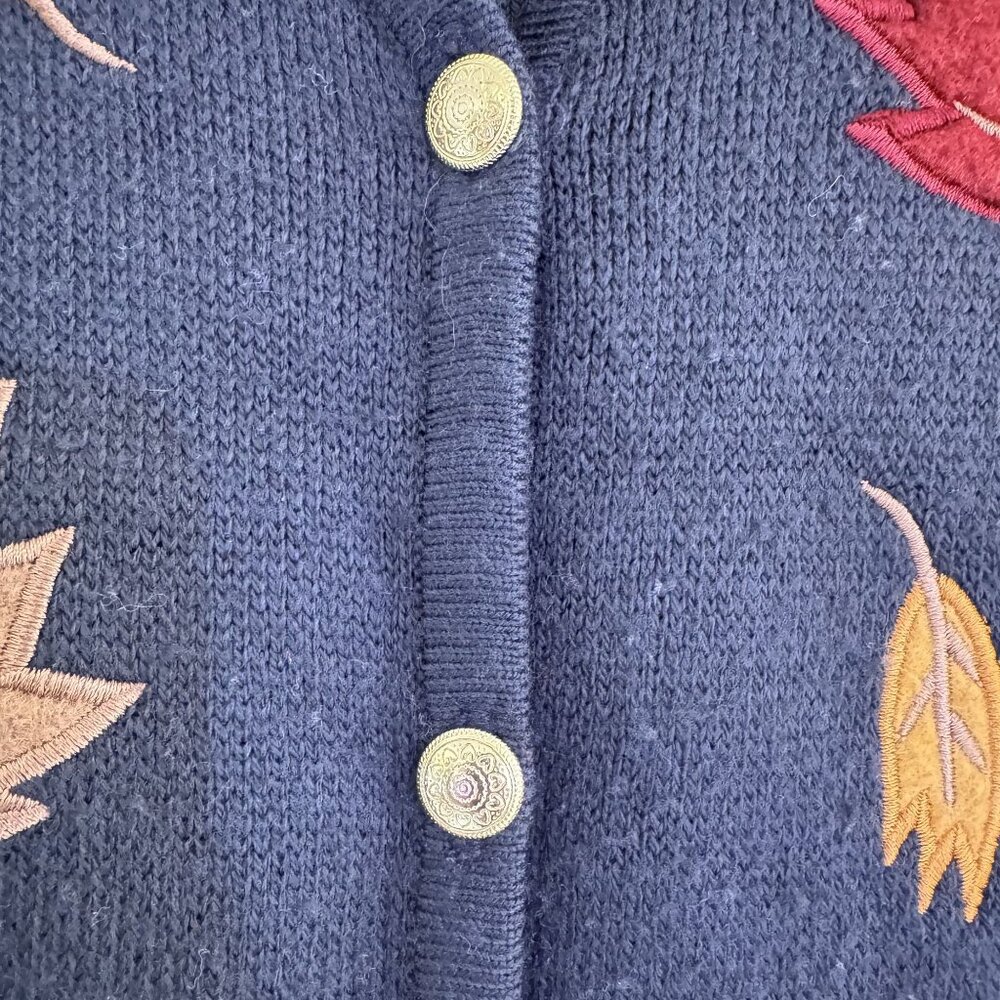 Vintage Croft & Barrow Women's Gray Fall Leaves Sleeveless Sweater Vest Size M - Picture 3 of 7